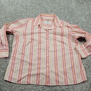 Talbots Shirt Womens 18W Petite Button Up Colorful Long Sleeve Striped